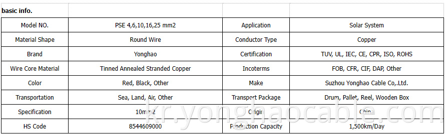 solar cable UL TUV pv solar cable